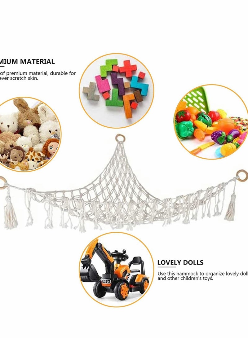 Captaintech Stuffed Animal Toy Hammock Macrame with Light Corner Toy Corner Hammock Organizer Display Holder Net for Hanging Stuff Animals - Image 3