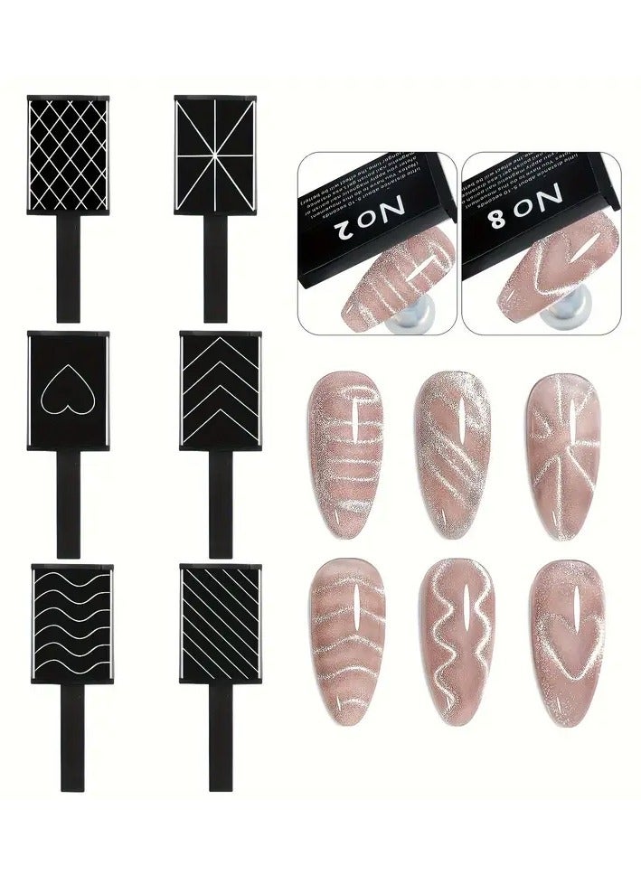 Rozino 12pcs Cat Eye Nail Art Magnet Set with Floral & Lightning Patterns - Includes Dotting Tools, Gradient Brush, and Stencils for Stunning Manicures, Nail Art Supplies  - Image 3