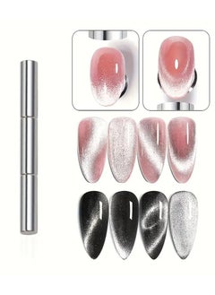 Rozino 12pcs Cat Eye Nail Art Magnet Set with Floral & Lightning Patterns - Includes Dotting Tools, Gradient Brush, and Stencils for Stunning Manicures, Nail Art Supplies  - Image 5