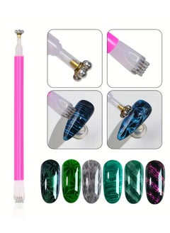 Rozino 12pcs Cat Eye Nail Art Magnet Set with Floral & Lightning Patterns - Includes Dotting Tools, Gradient Brush, and Stencils for Stunning Manicures, Nail Art Supplies  - Image 2