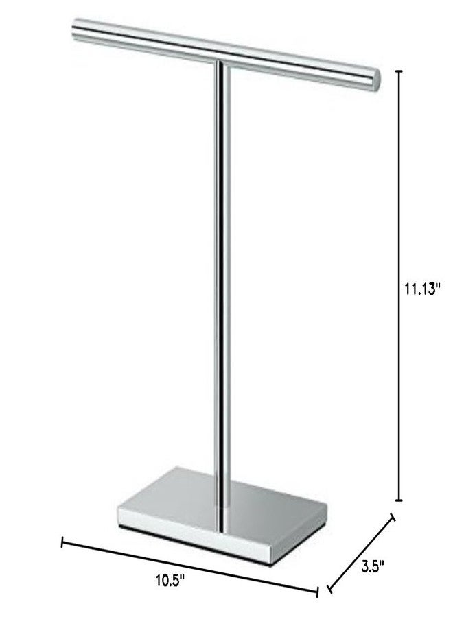 Gatco 1444C, Modern Rectangle Base Freestanding Countertop Towel Holder, Chrome / 10.50"W x 11.13"H T-Shape Style Countertop Hand Towel Holder for Bathroom, Kitchen/ Fingertip Towel Rack - Image 5