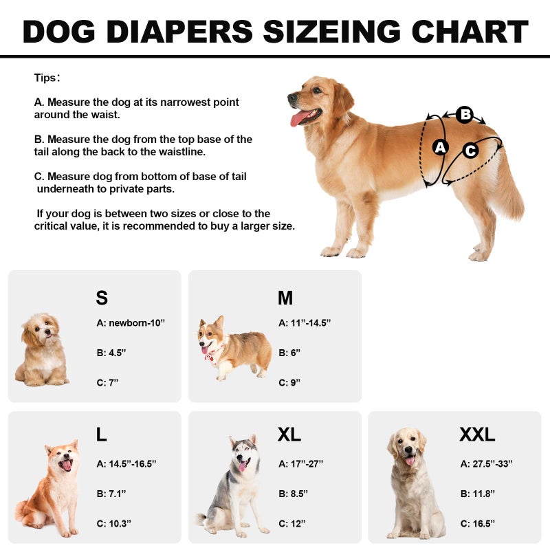VUNCESSIN Reusable Dog Diapers Female Washable, Premium Doggie Diaper for Dogs, Pack of 3, Highly Absorbent Extra Extra Large Dog Diaper for Heat, Incontinence and Puppy Training(XXL) - Image 3
