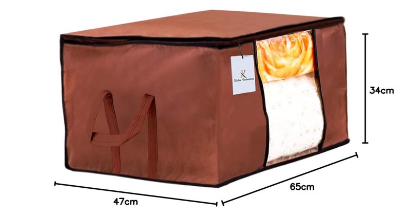 Kuber Industries Rectangular Underbed Storage Organiser Bag Blanket Cover Set of 2 Dark Brown Extra Large SizeCTKTC23921 - Image 5