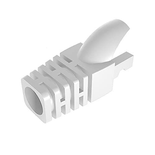 VIVOCH 50 Pcs Cat5 Cat5E Cat6 Strain Relief Boot, RJ45 Plug Connector Cover Modular Network Plug Connector Cap Cable Connector Boots, White - Image 1