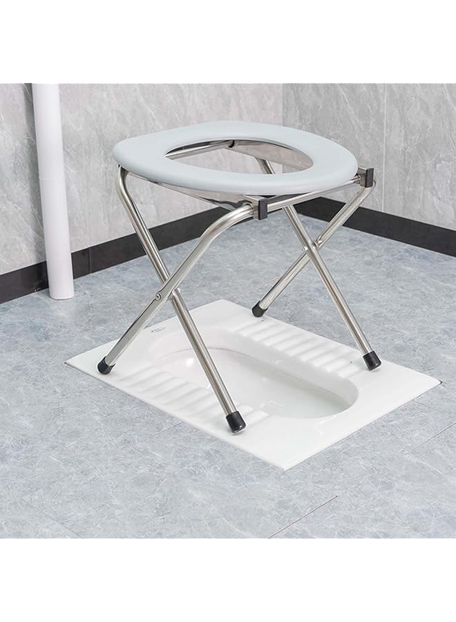 AUTOYSUR Portable Toilet For Camping Folding Toilet Seat Stainless Steel Portable Toilet Chair With Soft Seat For Disabled People The Elderly - Image 1