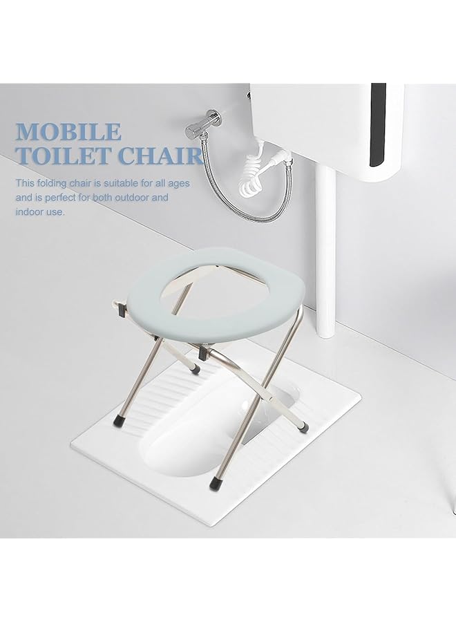 AUTOYSUR Portable Toilet For Camping Folding Toilet Seat Stainless Steel Portable Toilet Chair With Soft Seat For Disabled People The Elderly - Image 3