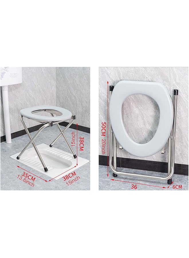 AUTOYSUR Portable Toilet For Camping Folding Toilet Seat Stainless Steel Portable Toilet Chair With Soft Seat For Disabled People The Elderly - Image 4