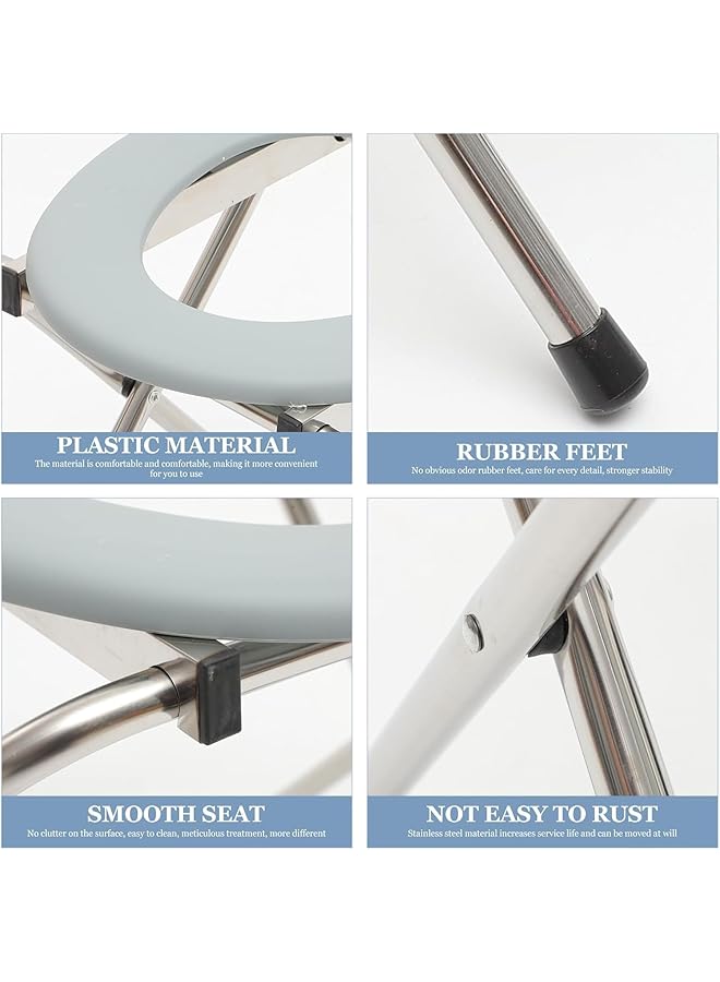 AUTOYSUR Portable Toilet For Camping Folding Toilet Seat Stainless Steel Portable Toilet Chair With Soft Seat For Disabled People The Elderly - Image 2