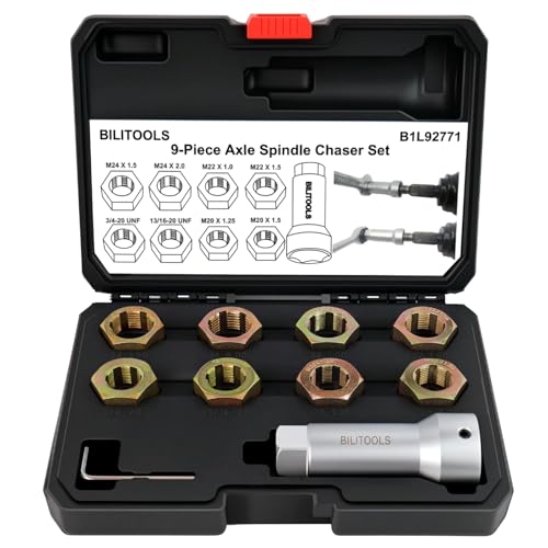 BILITOOLS 10-Piece Axle Spindle Thread Chaser Set, Thread Rethreading Restorer Tool Metric M20 M22 M24 & UNF 13/16”3/4” - Image 1