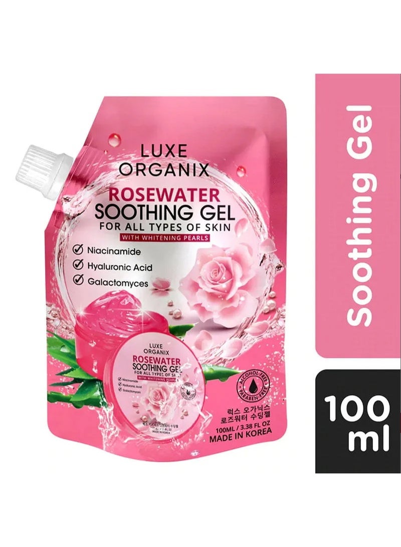 Luxe Organix Rosewater Soothing Gel with Whitening Pearls and Advanced Hydration Complex Designed to Soothe Irritation Boost Glow and Keep Skin Fresh Smooth and Healthy Looking Throughout the Day - Image 1