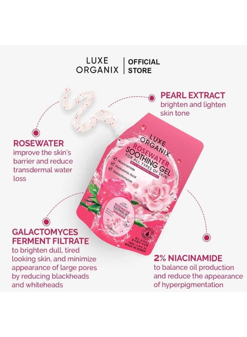 Luxe Organix Rosewater Soothing Gel with Whitening Pearls and Advanced Hydration Complex Designed to Soothe Irritation Boost Glow and Keep Skin Fresh Smooth and Healthy Looking Throughout the Day - Image 5