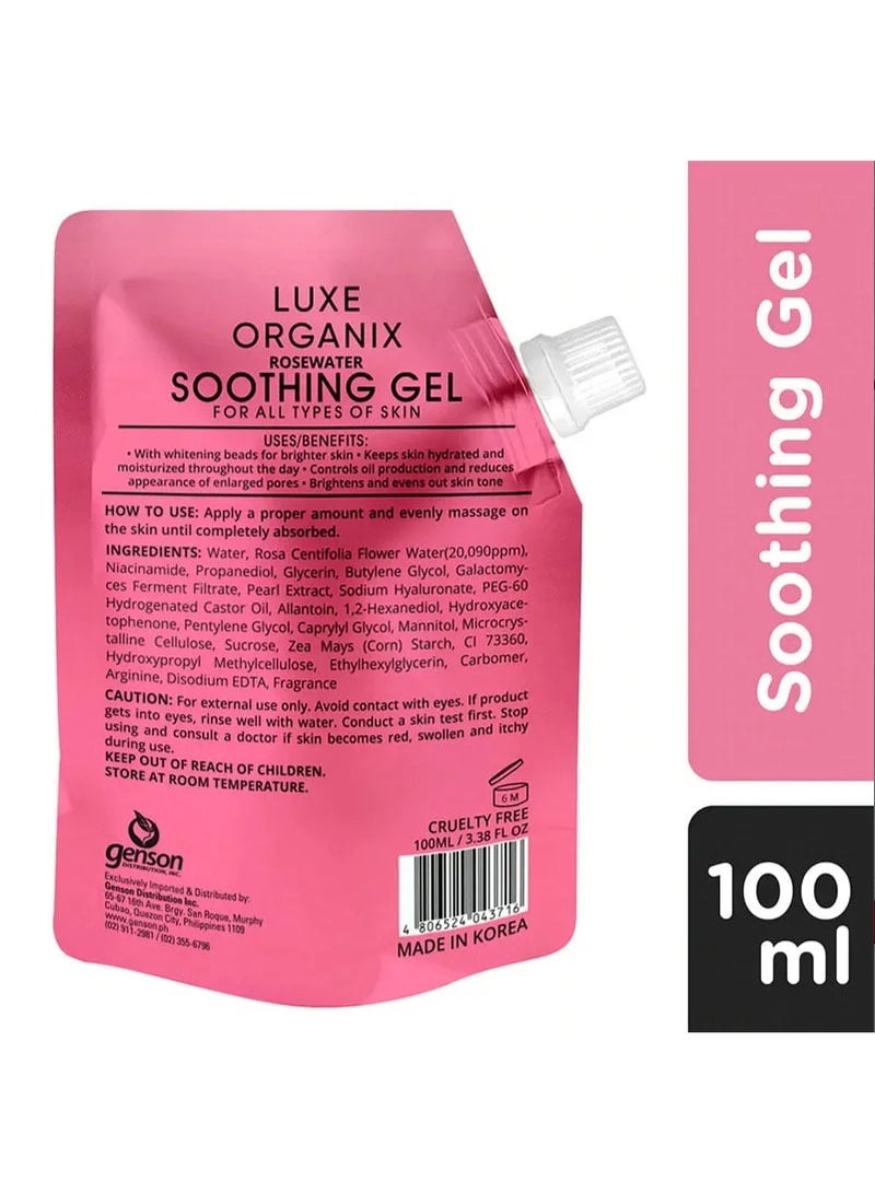 Luxe Organix Rosewater Soothing Gel with Whitening Pearls and Advanced Hydration Complex Designed to Soothe Irritation Boost Glow and Keep Skin Fresh Smooth and Healthy Looking Throughout the Day - Image 3