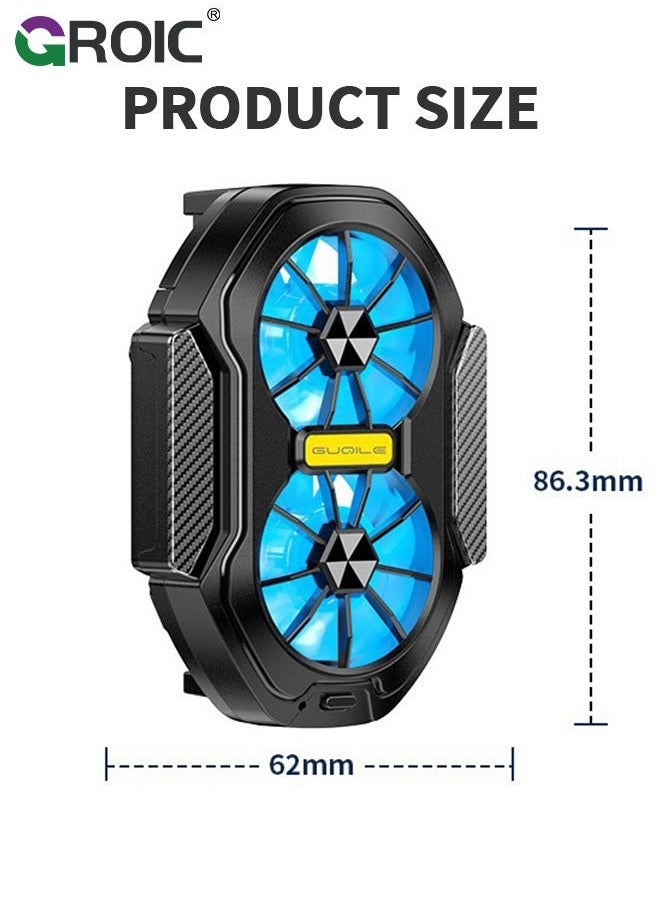 Phone Cooler, Cellphone Radiator with Dual Semi-Conductor Cooling Chip, Mobile Phones a Width of 6 to 8 cm for Tiktok Live Streaming, Outdoor Vlog, Gaming