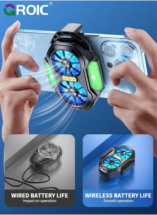 GROIC Phone Cooler, Cellphone Radiator with Dual Semi-Conductor Cooling Chip, Mobile Phones a Width of 6 to 8 cm for Tiktok Live Streaming, Outdoor Vlog, Gaming  - Image 3