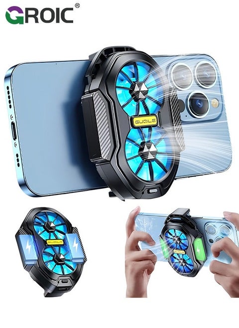 Phone Cooler, Cellphone Radiator with Dual Semi-Conductor Cooling Chip, Mobile Phones a Width of 6 to 8 cm for Tiktok Live Streaming, Outdoor Vlog, Gaming
