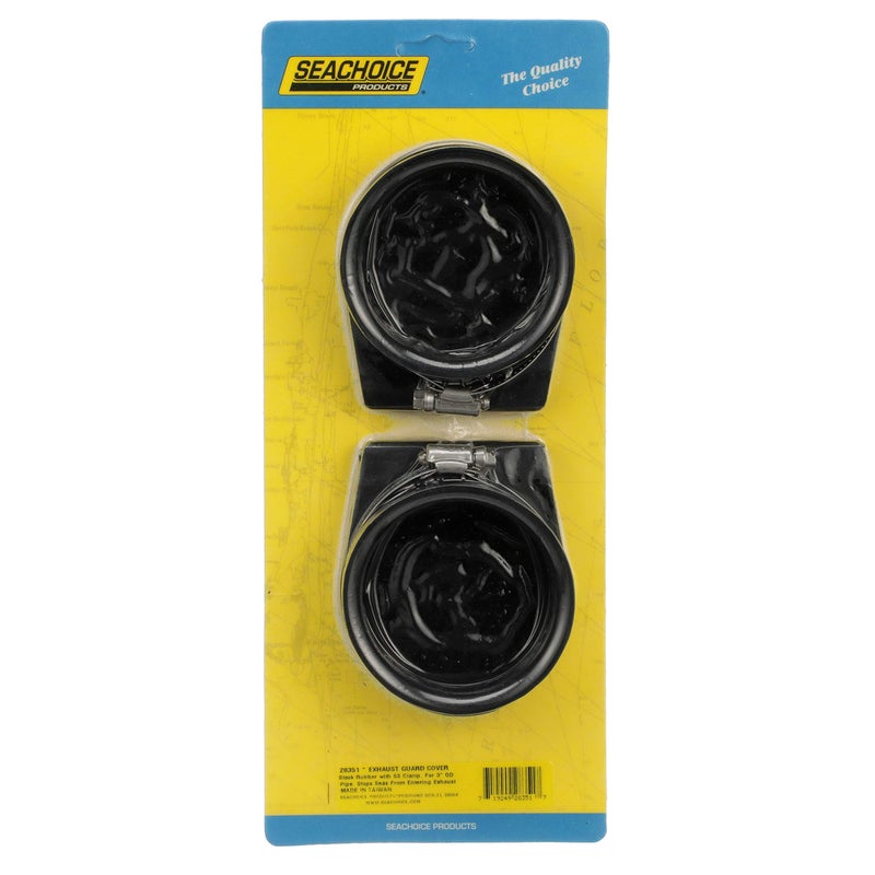 Seachoice Exhaust Guard Covers, Fits 3 in. OD Pipe, Black Rubber with Stainless Steel Hose Clamp - Image 4