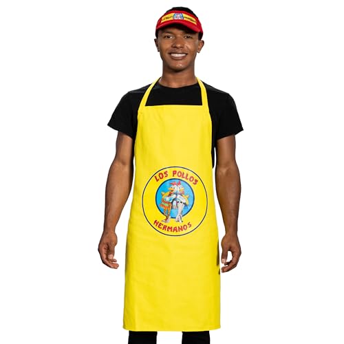 Costume Agent Los Pollos Bad Chicken Man Restaurant Apron and Visor Halloween Cosplay Yellow - Image 1