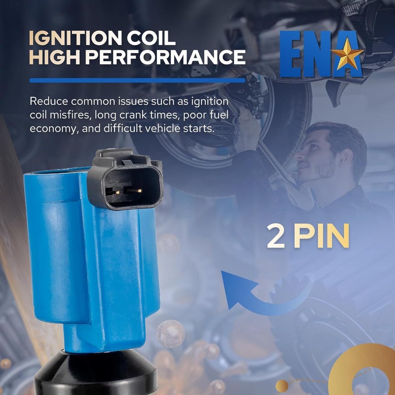 ENA Set of 4 Blue Ignition Coil Pack for Ford, Mazda, and Mercury Vehicles - Image 4