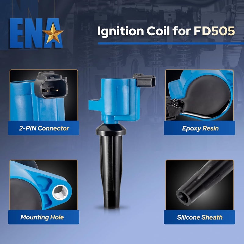 ENA Set of 4 Blue Ignition Coil Pack for Ford, Mazda, and Mercury Vehicles - Image 2