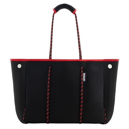 QOGiR Neoprene Multipurpose Beach Bag Tote Bag (BLACK AND RED X-Large) … … - Image 3