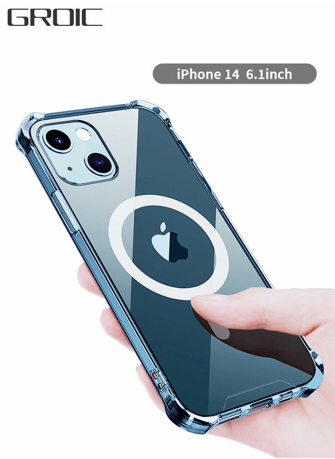 GROIC - Magnetic Clear iPhone 14 Case, MagSafe Compatible Case, Drop Resistant phone shell Supports Wireless Charging, Transparent Non-Yellowing Phone cover 6.1" - Clear - Image 1