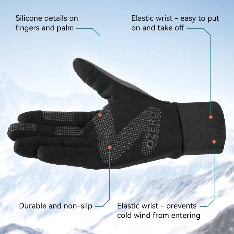 OZERO Mens Winter Gloves Touchscreen: Thin Warm Liner Glove for Cold Weather - Thermal Windproof Lightweight Running Cycling Gloves - Image 4