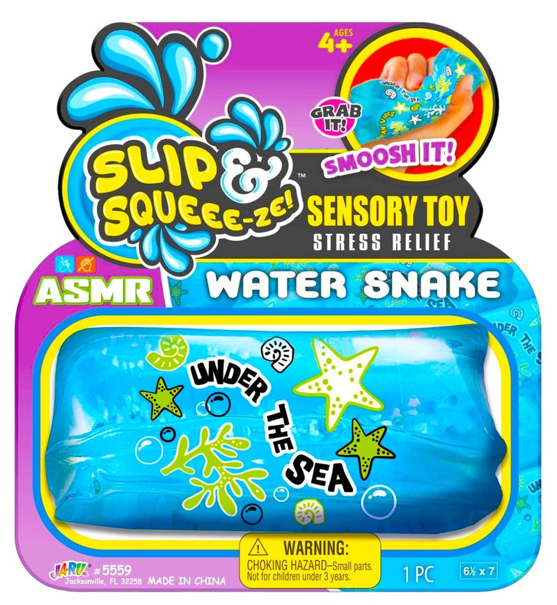 JA-RU Magic Glitter Water Snake Fidget Toy 5"" (1 Pack for Boy) - Stress Toys Slippery Tricky Wiggler Slippery Worm Tube Squishy Sensory Fidget Toy Water Snake Toy Party Favor Ball. Boy-5559-1B - Image 1