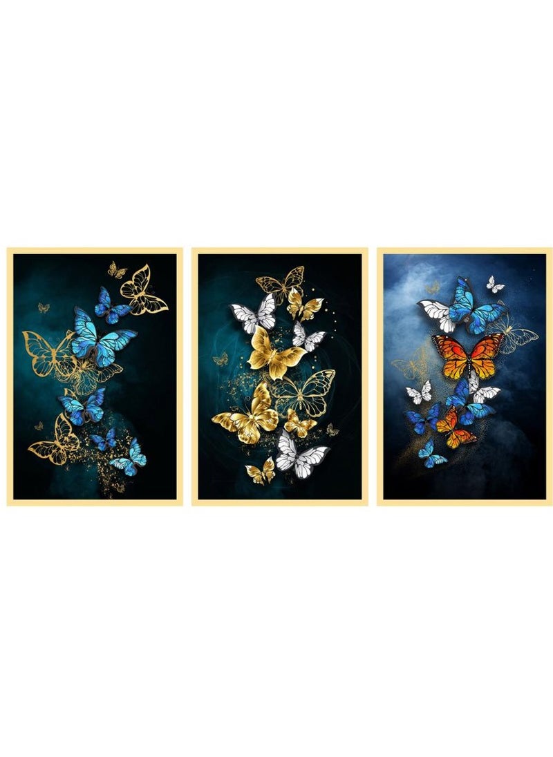 AIWANTO Butterfly Crystal Porcelain Decorative Wall Painting Set (A B C)  - Image 1