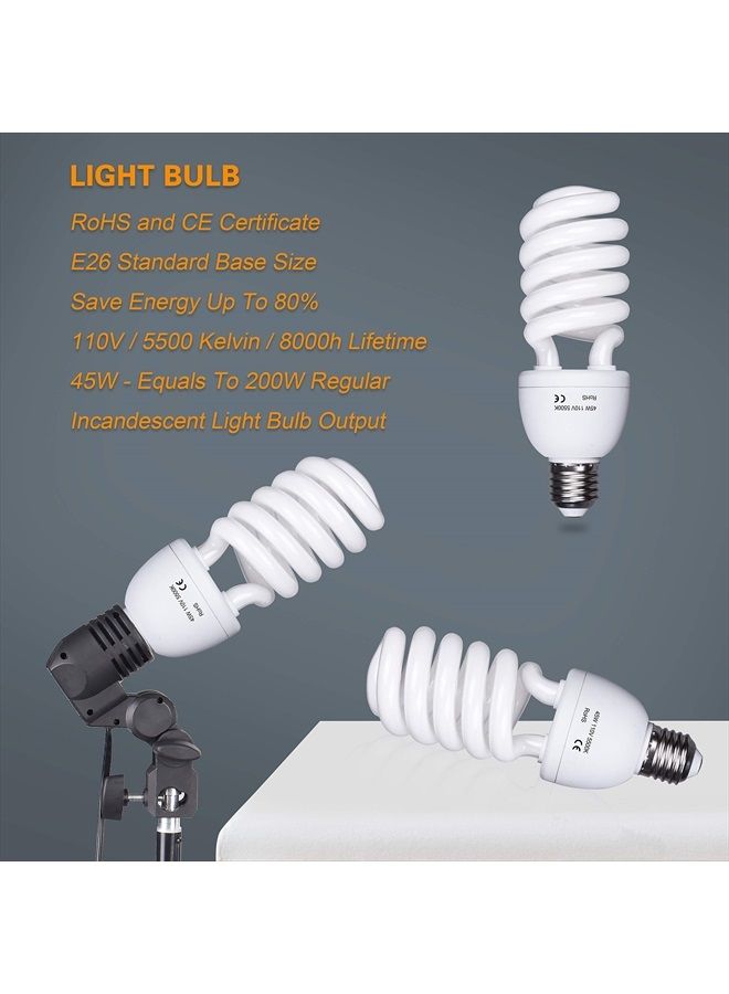 EMART Umbrella Photography Lighting Kit with 700W CFL 5500K Bulbs,Soft Light Continuous Reflective Umbrella Lights Photography Kit for Portrait Studio Video Recording, Filming, Podcast - Image 5