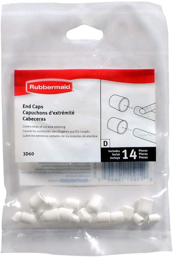 Rubbermaid 3d60lwwht Plastic Caps End White 12Pack