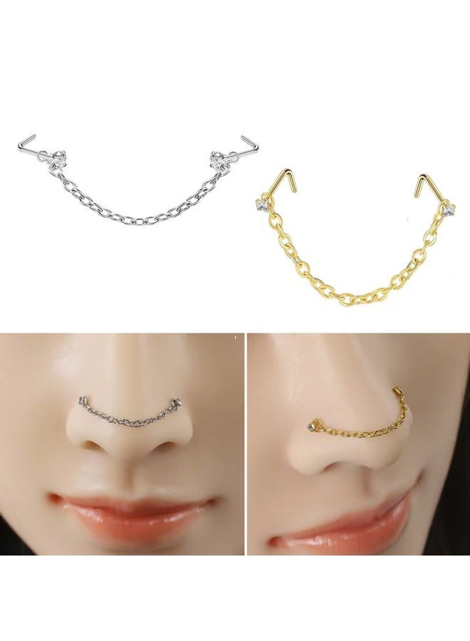 GingYing Nose Rings Studs: 8Pcs 20G 316L Surgical Steel Nose Studs Hypoallergenic Corkscrew Nose Piercing Stud Jewelry for Women Men Silver Cubic Zirconia Imitation Diamond 1.5mm 2mm 2.5mm 3mm - Image 2