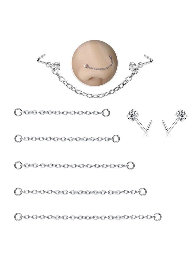 GingYing Nose Rings Studs: 8Pcs 20G 316L Surgical Steel Nose Studs Hypoallergenic Corkscrew Nose Piercing Stud Jewelry for Women Men Silver Cubic Zirconia Imitation Diamond 1.5mm 2mm 2.5mm 3mm - Image 1