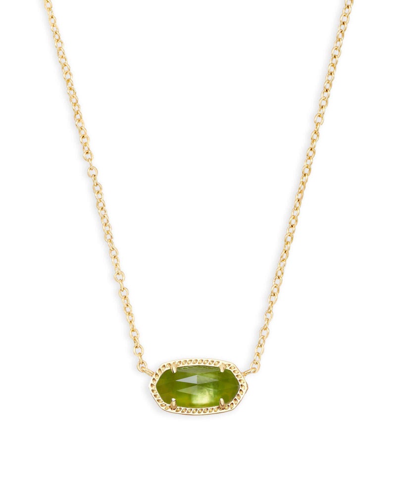 Kendra Scott Elisa Short Pendant Necklace for Women, Dainty Fashion Jewelry, 14K Gold-Plated Brass, Peridot Illusion - Image 1