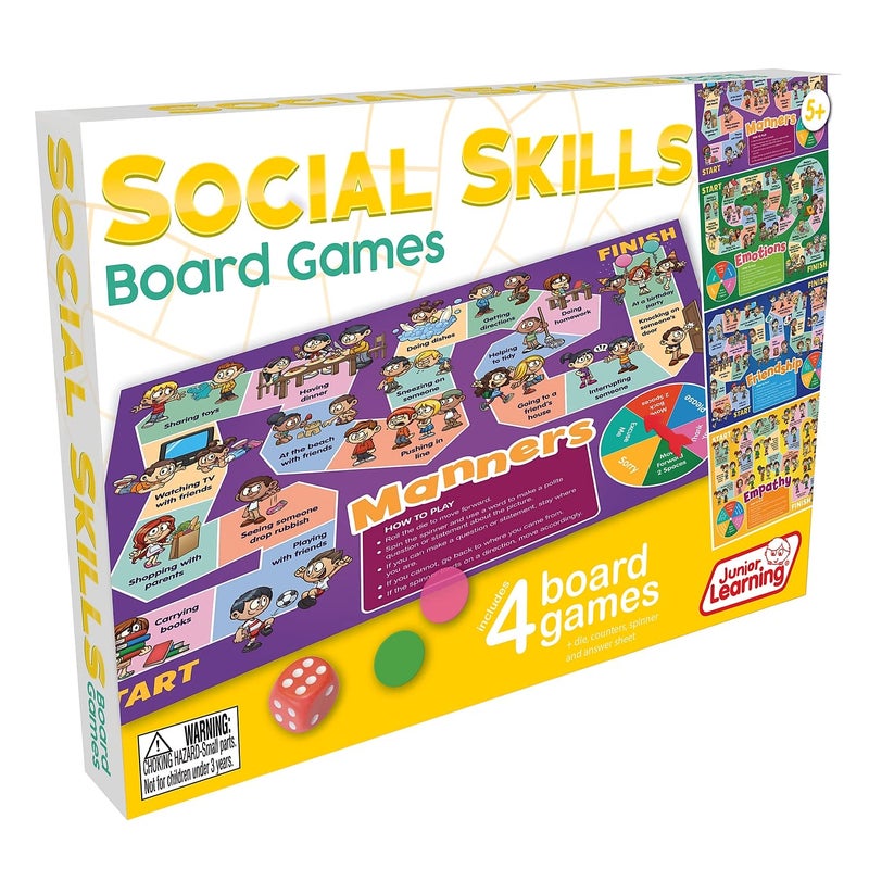 Junior Learning Social Skills Board Games, 4 Games, Ages 5-8, Empathy & Manners, Grade 1-2 - Image 1