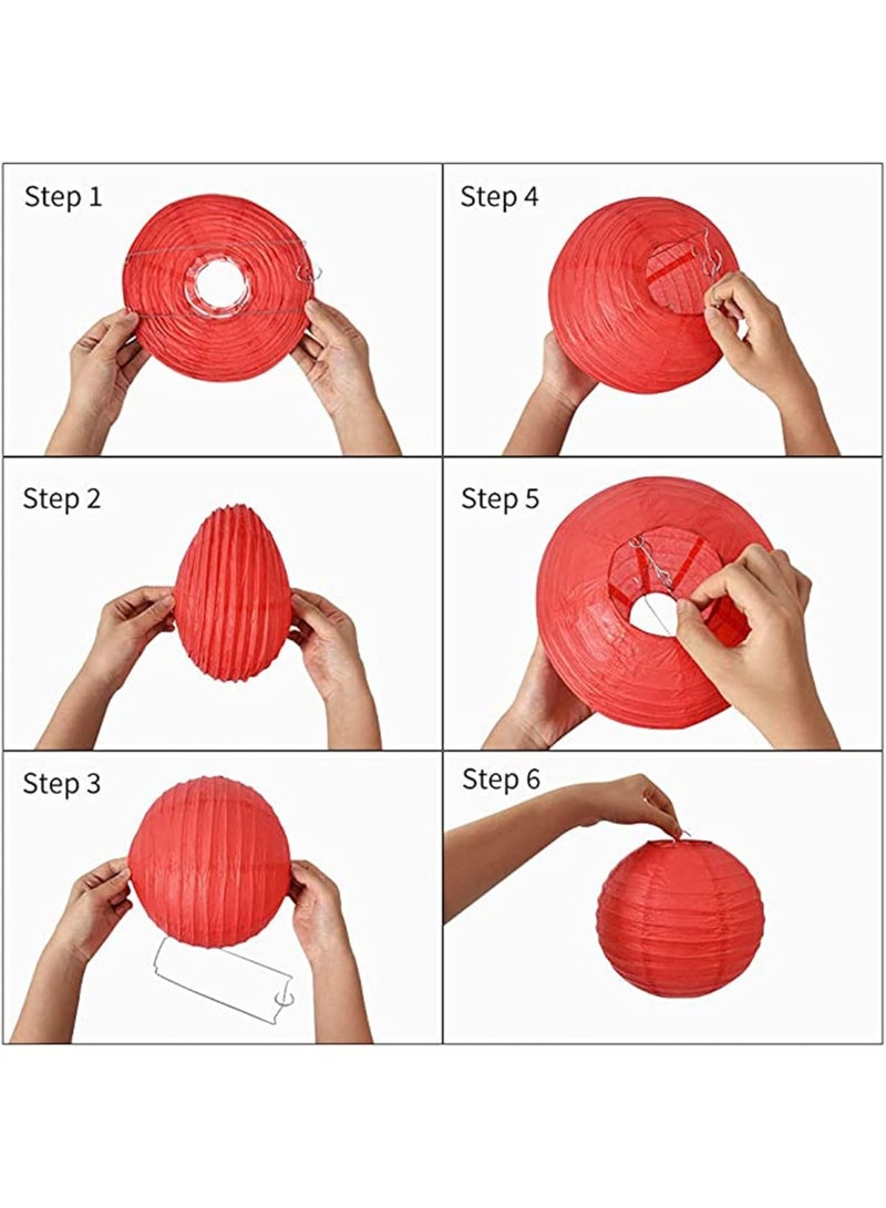 FDTY  16Pcs Colorful Paper Lanterns Decorative, Chinese/Japanese Hanging Round Foldable Lantern, for Birthday, Wedding, Halloween, Bridal Shower, Home Decor, Party (Size of 4”, 6”, 8”, 10”) - Image 4