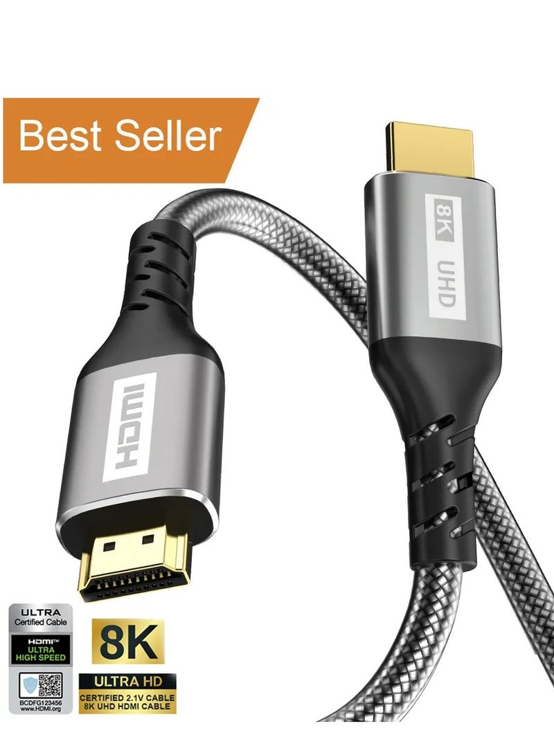 Metal HDMI Cable 1M 8K 2.1 Ultra HD 160HZ - Image 1