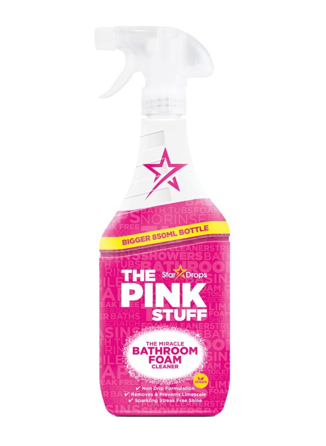 Stardrops Pink Stuff Miracle Bathroom Foam Cleaner Spray, Non Drip Formulation removes & Prevents Limescales and gives Streak Free Shine  850ML  - Image 1