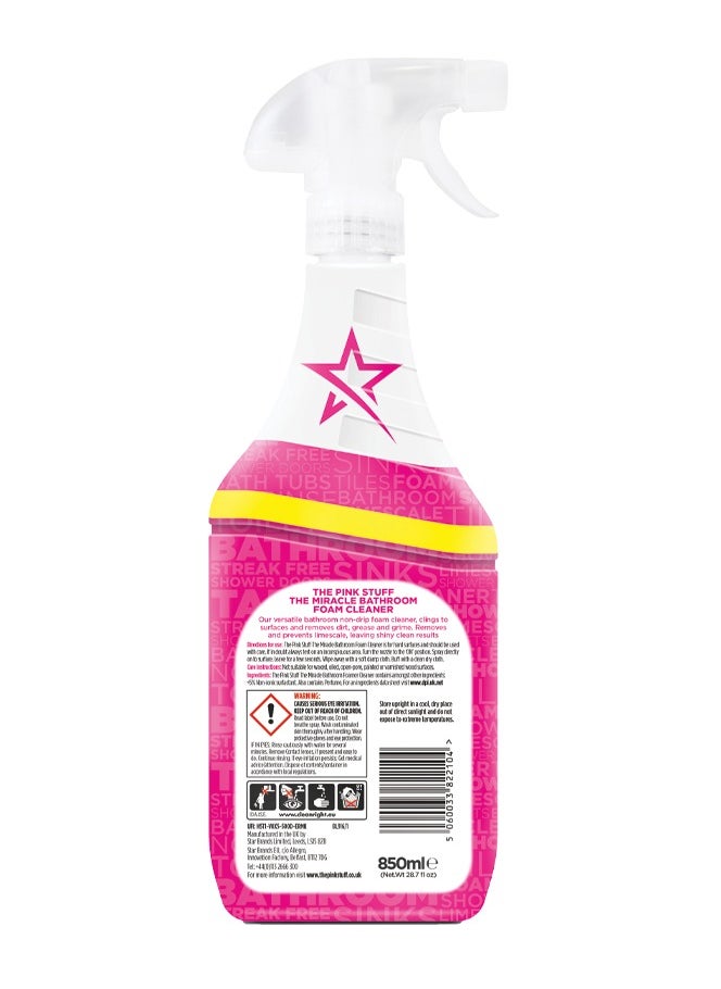 Stardrops Pink Stuff Miracle Bathroom Foam Cleaner Spray, Non Drip Formulation removes & Prevents Limescales and gives Streak Free Shine  850ML  - Image 2