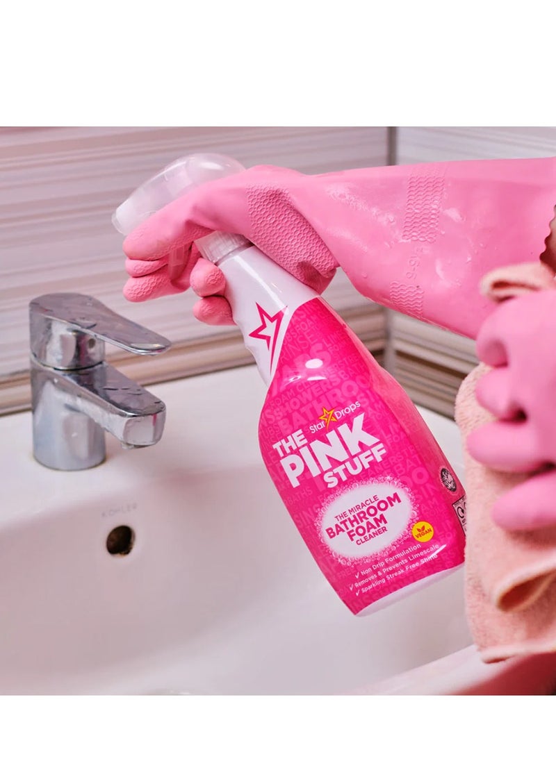Stardrops Pink Stuff Miracle Bathroom Foam Cleaner Spray, Non Drip Formulation removes & Prevents Limescales and gives Streak Free Shine  850ML  - Image 3