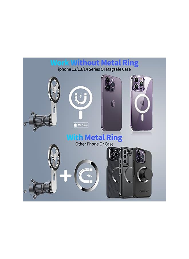 PROMASS Magnetic Car Phone Mount, for MagSafe Case and iPhone 14/13 Pro Max Plus Mini/iPhone 12 Pro Max Mini, 360° Adjustable Strong Magnet Air Vent Phone Holder for All Smartphone  - Image 5