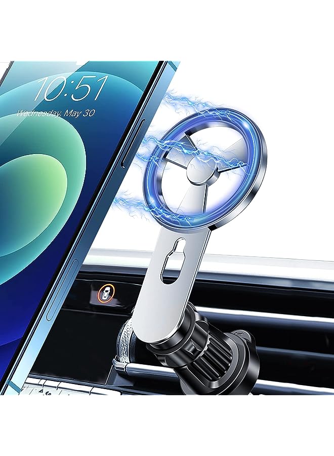 PROMASS Magnetic Car Phone Mount, for MagSafe Case and iPhone 14/13 Pro Max Plus Mini/iPhone 12 Pro Max Mini, 360° Adjustable Strong Magnet Air Vent Phone Holder for All Smartphone  - Image 1