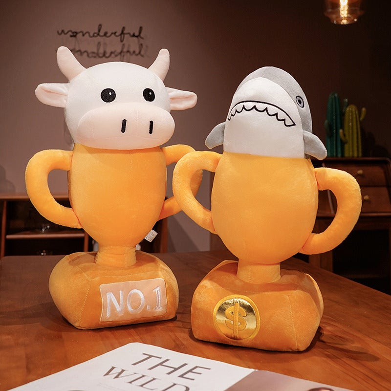 Creative Cow Cup & Shark Cup Plush Toy Trophy Pillow Funny Gift - Image 5