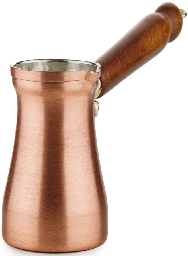 DEMMEX Turkish Coffee Pot - 1mm Thick Brushed Copper Cezve, Ibrik, Briki, Stovetop Greek Arabic Coffee Server, 100% Handmade, 8 fl oz, Serves 3 - Image 1