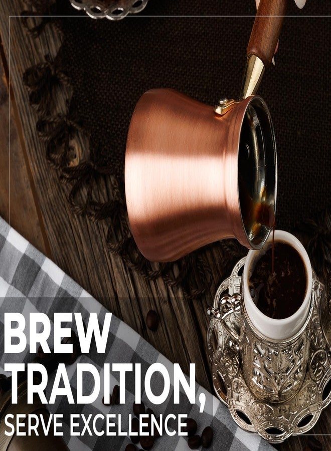DEMMEX Turkish Coffee Pot - 1mm Thick Brushed Copper Cezve, Ibrik, Briki, Stovetop Greek Arabic Coffee Server, 100% Handmade, 8 fl oz, Serves 3 - Image 3