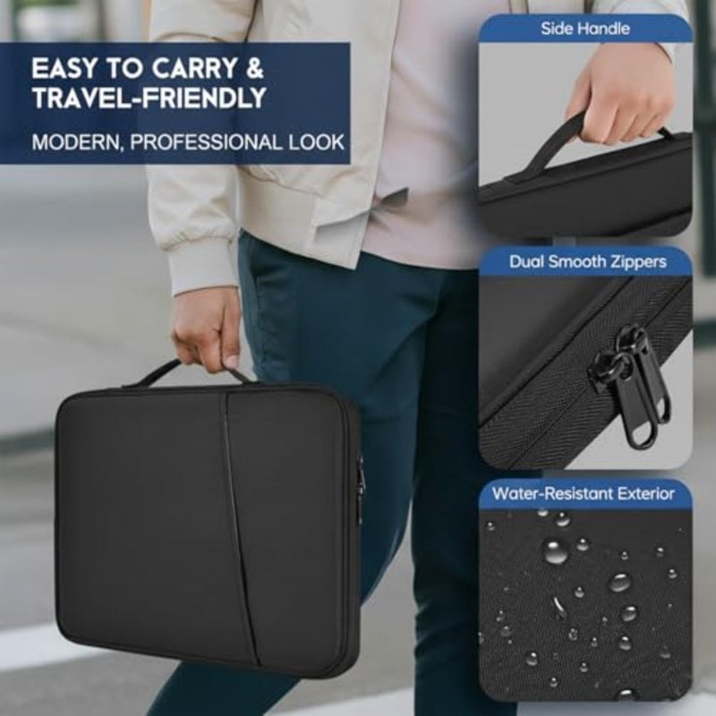 13-Inch Laptop Sleeve Case, Shockproof Water-Resistant Laptop Bag for MacBook Air/Pro 13, iPad Pro 13 M4 and iPad Air M3/M2, Slim Protective Laptop Case with Pockets and Handle Black - Image 5