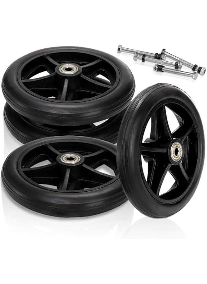 Arabest 4 Pack Wheel Replacement, 6 Inch Anti-Slip Solid Caster Roller Wheels for Walkers, Heavy-Duty Office Wheelchair Front Wheel Accessories, Safe Rolling for all Floors, Black  - Image 1
