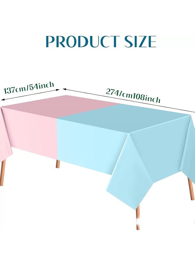 2 Piece Blue Pink Disposable Party Tablecloth  - Image 2