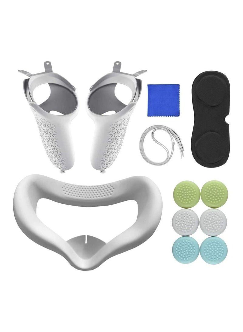 Meiyilan Touch Controller Grip Cover and Face Cover for Oculus Quest with Anti-Throw Controller Grip Cover Face Cover Lens Protective Cover Rocker Cap Lens Cleaning Cloth - Image 1
