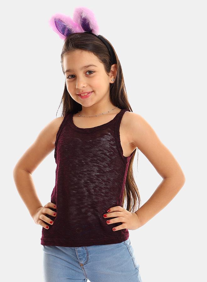 kady Girls Self Pattern Sleeveless Tank Top girls Purple 4 Years - Image 1