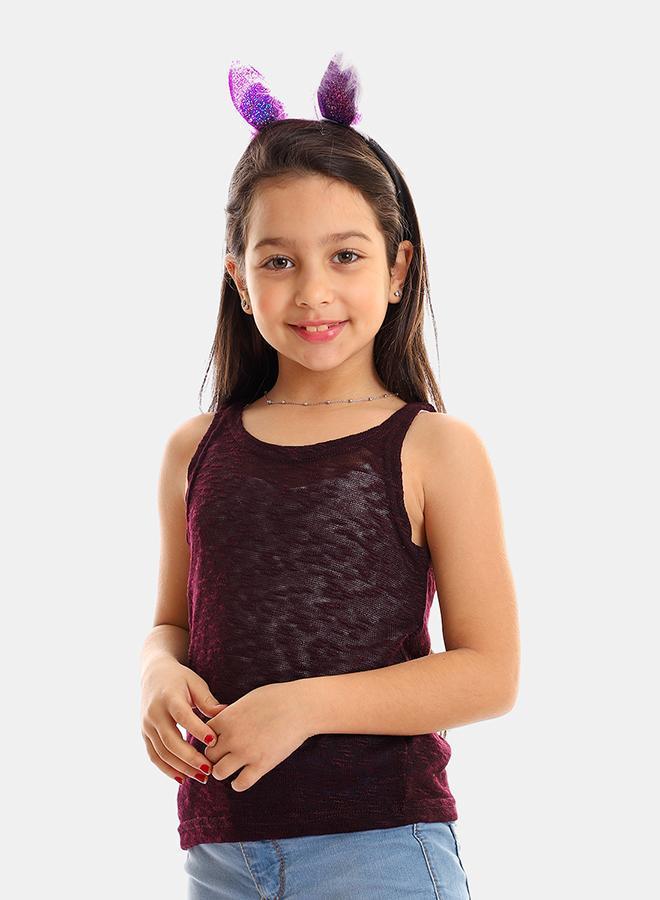 kady Girls Self Pattern Sleeveless Tank Top girls Purple 4 Years - Image 4